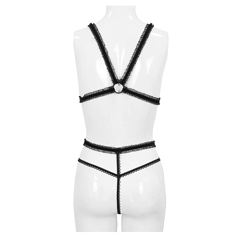 Gothic Sexy Spitzen-BH-Dessous-Set für Damen