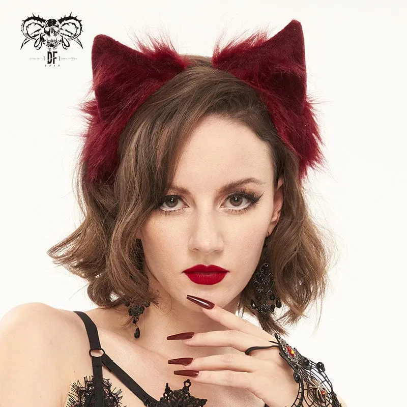 Damen Gothic Häschenohren Stirnband Rot