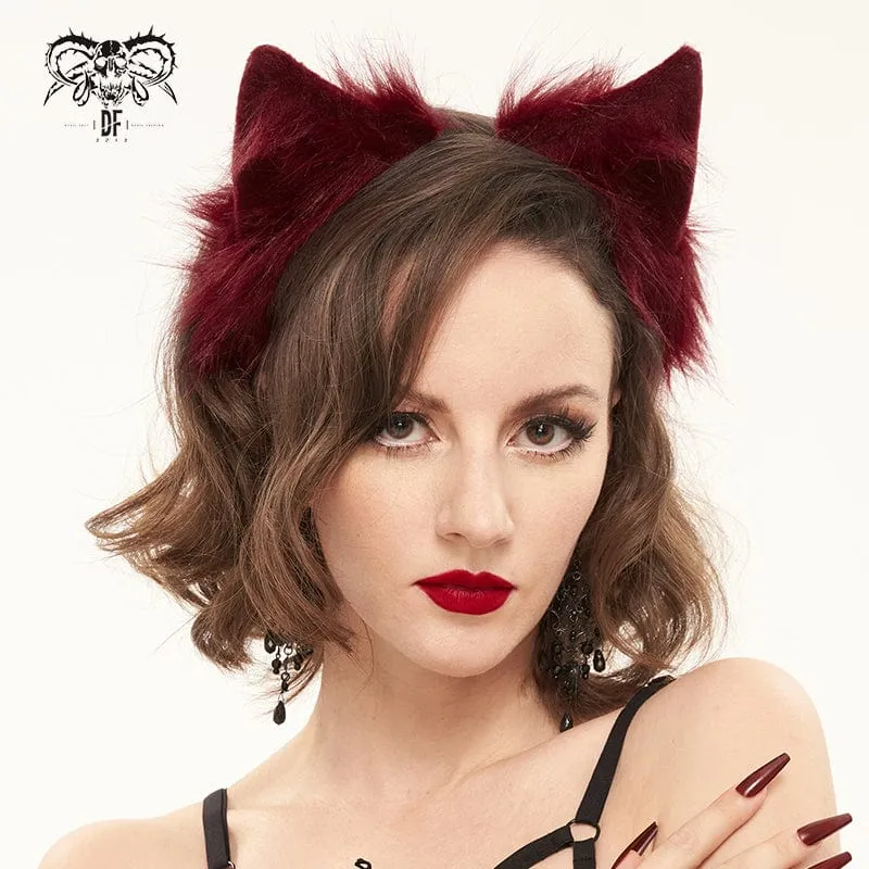 Damen Gothic Häschenohren Stirnband Rot