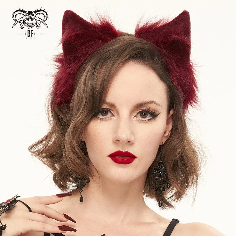 Damen Gothic Häschenohren Stirnband Rot