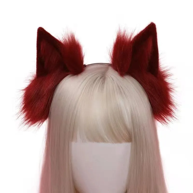 Damen Gothic Häschenohren Stirnband Rot