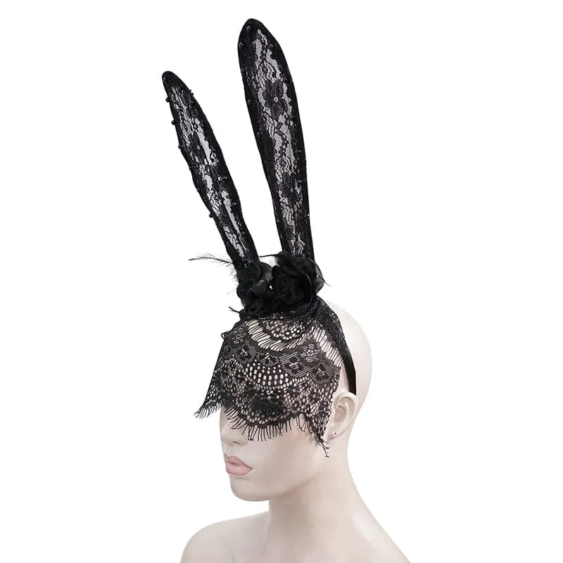Gothic Häschenohren Blumenspitze Stirnband für Damen