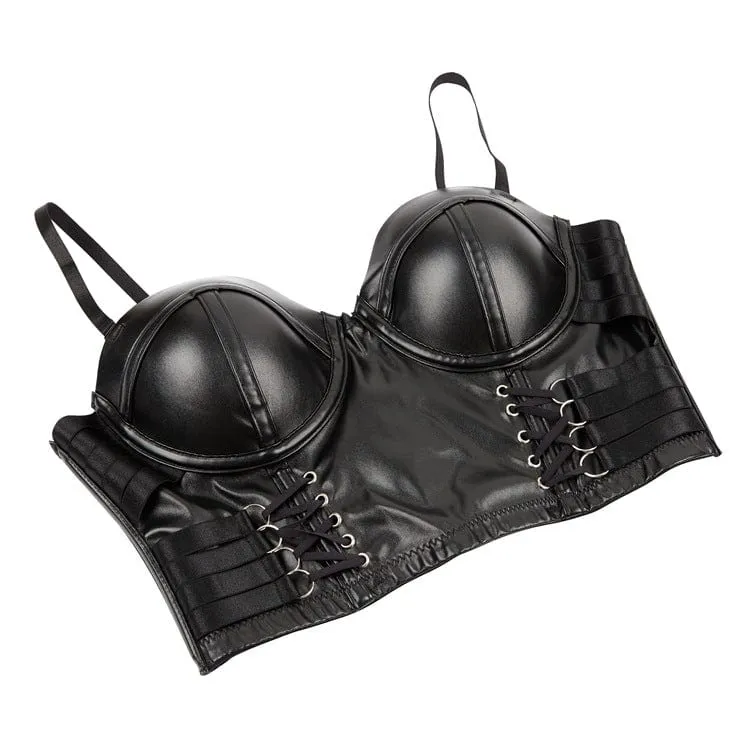 Damen Punk Kunstleder Bustier
