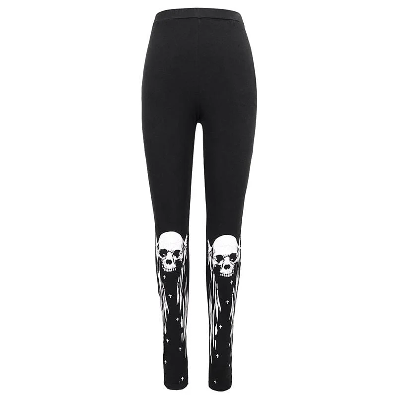 Damen Gothic Punk Skull Leggings