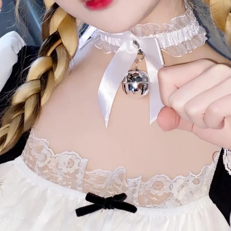 Frauen Lolita Cute Bowknot Bell Lace Choker