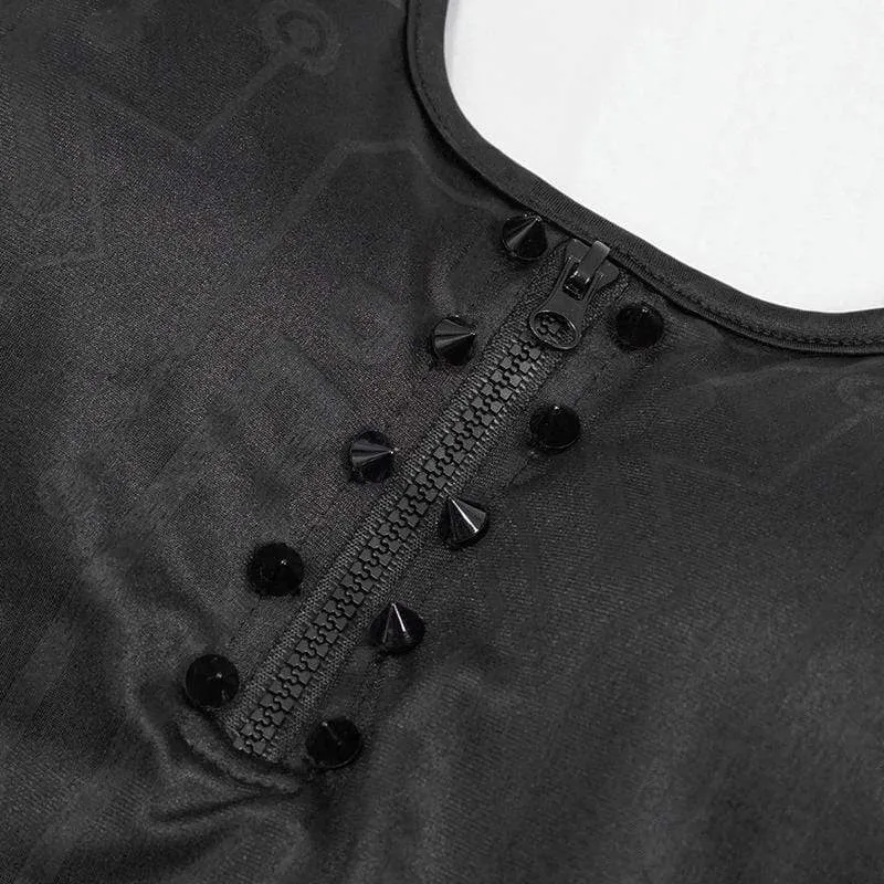 Damen Gothic Black Ärmelloser Trikot-Badeanzug
