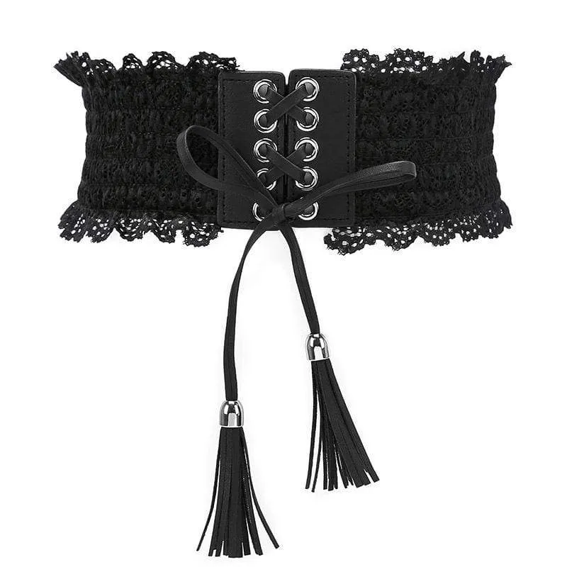 Damen Vintage Spitze breite Gürtel