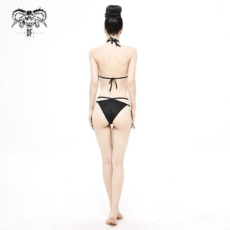 Frauen Punk Black Triangle Lace Bikini