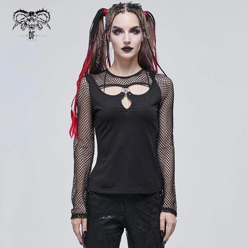 Gothic-Splice-Top mit Ausschnitten für Damen