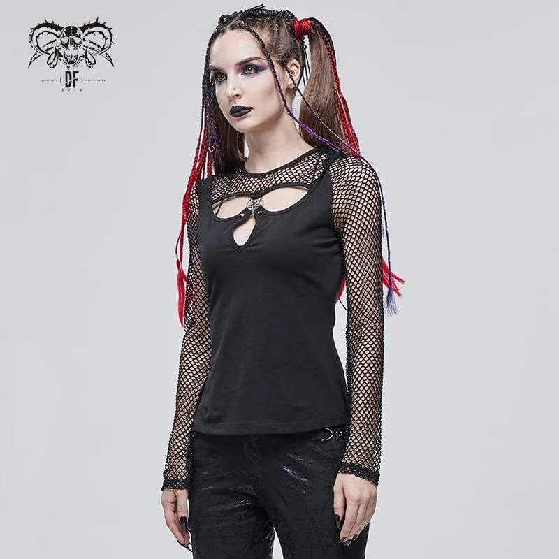 Gothic-Splice-Top mit Ausschnitten für Damen