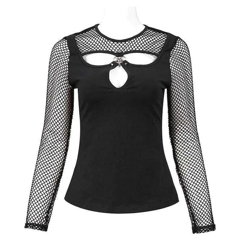 Gothic-Splice-Top mit Ausschnitten für Damen