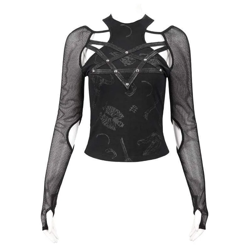 Gothic Splice Top mit Pentagramm-Ausschnitt für Damen