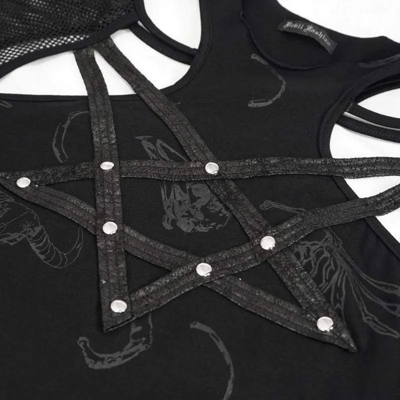 Gothic Splice Top mit Pentagramm-Ausschnitt für Damen