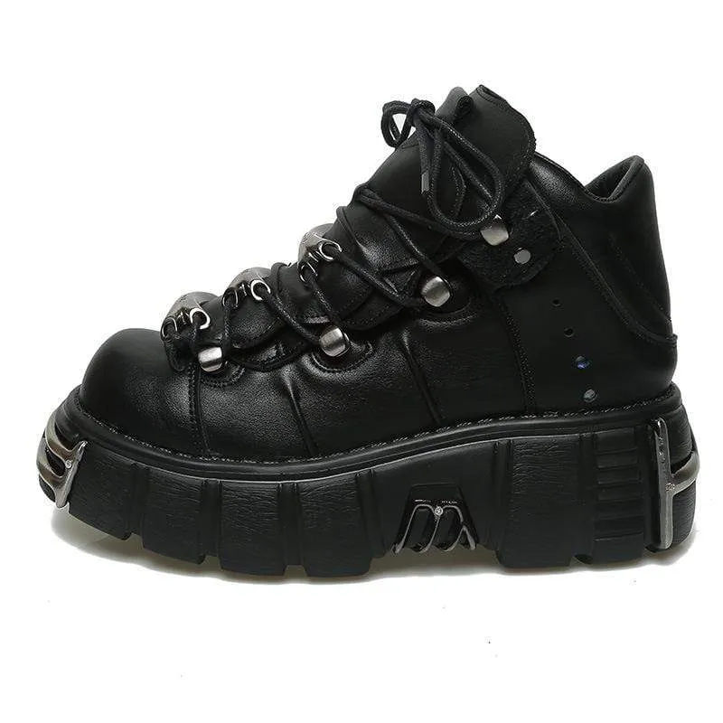Frauen Punk Schnürplattform Schuhe