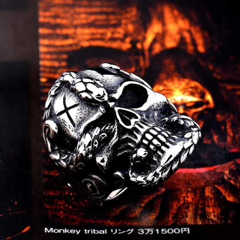 Gothic Punk Totenkopf Ring für Herren