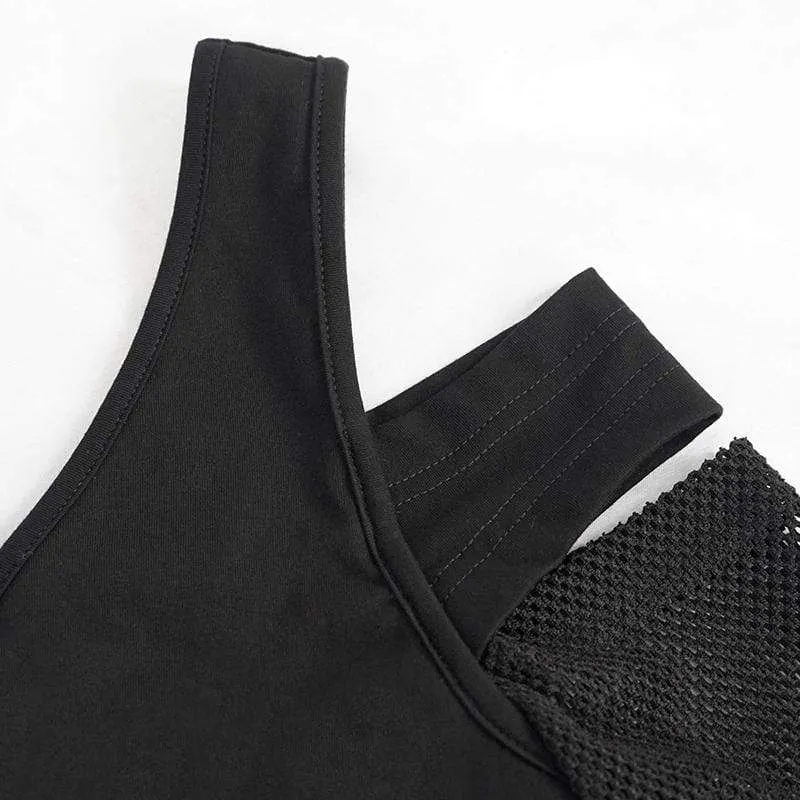Damen Gothic Irregular Cutout Mesh Splice Dress