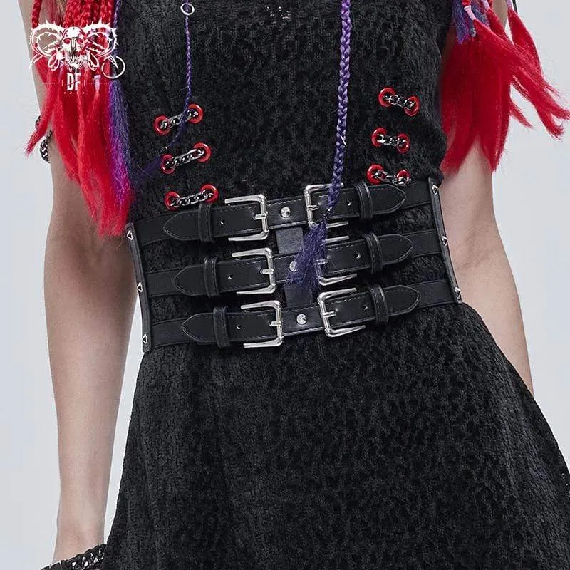 Gothic Cutout Schnallen für Damen Kunstledergürtel