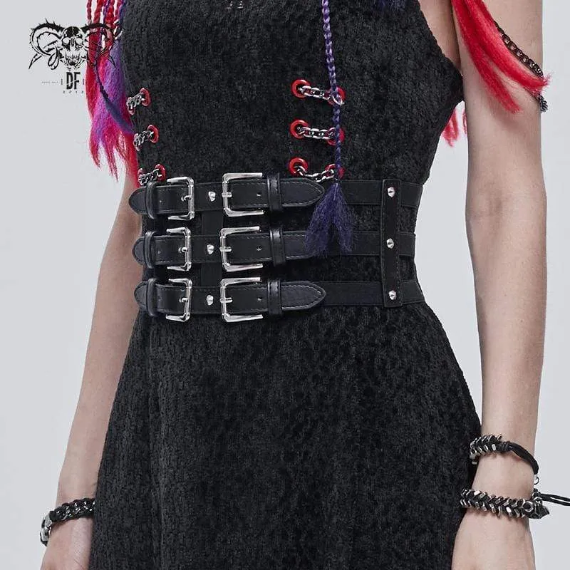 Gothic Cutout Schnallen für Damen Kunstledergürtel