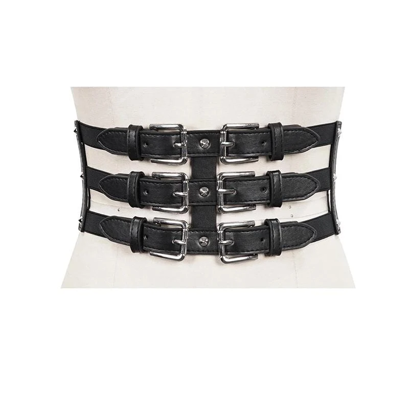 Gothic Cutout Schnallen für Damen Kunstledergürtel