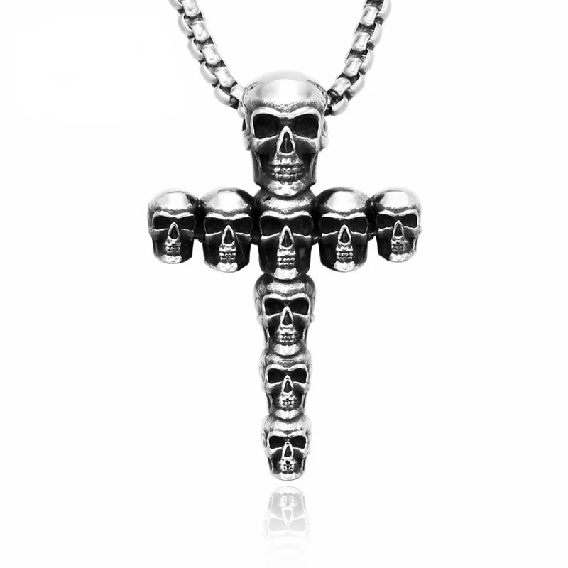 Punk-Schädel-Kreuz-Halskette für Herren