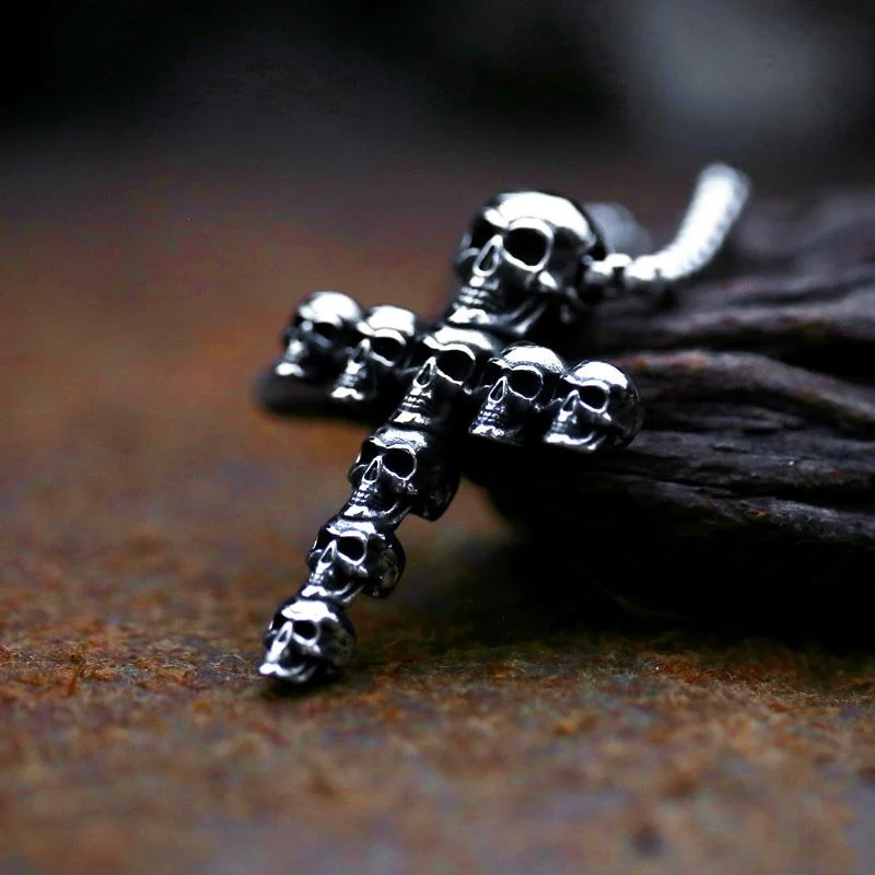 Punk-Schädel-Kreuz-Halskette für Herren