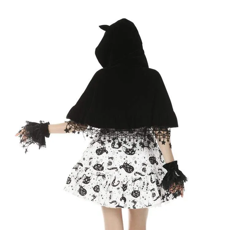Frauen Lolita Cat Ears Cape mit Stern Quasten