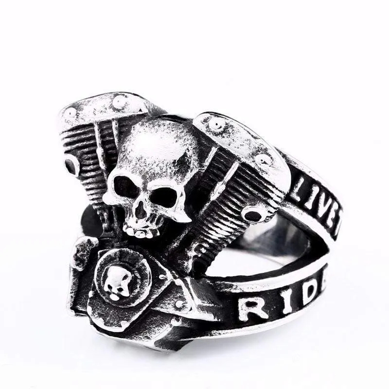 Herren Gothic Punk Hohler Totenkopf Buchstabenring