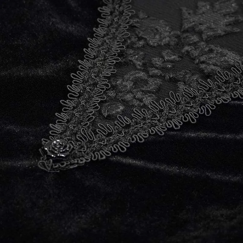 Schwarzes Brautkleid mit unregelmäßiger Blumenstickerei für Damen im Gothic-Stil