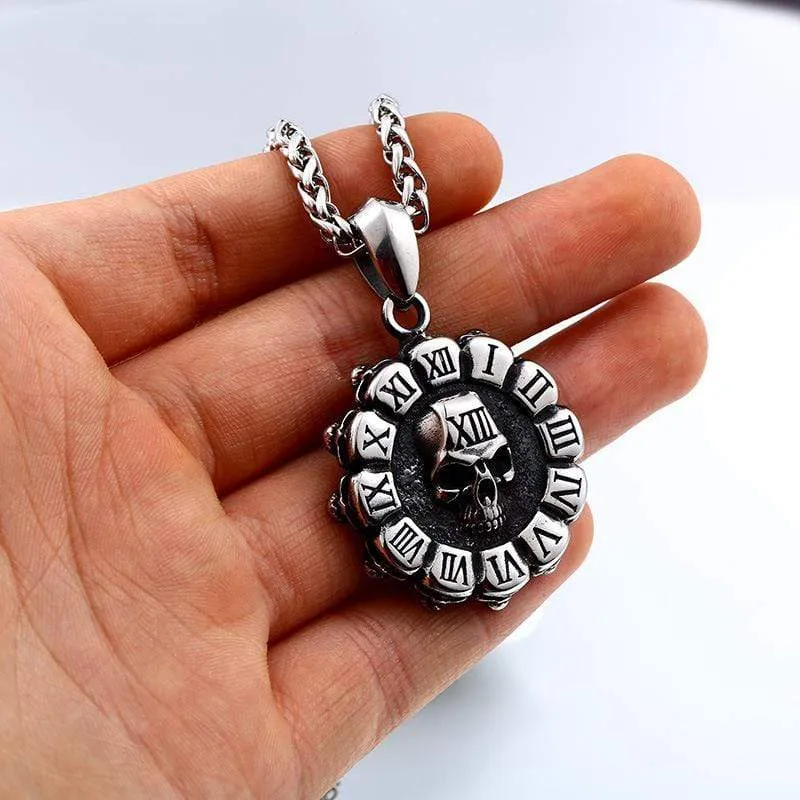 Gothic Punk-Schädel-Blumen-Halskette für Herren