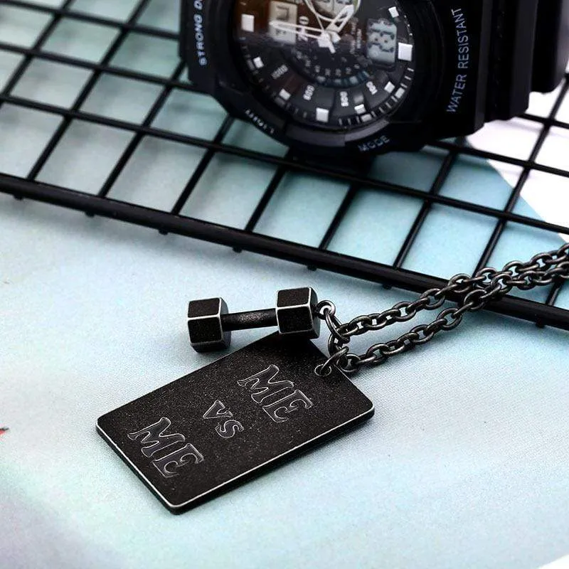 Herren Punk Letter Rectangle Halskette mit Hanteln