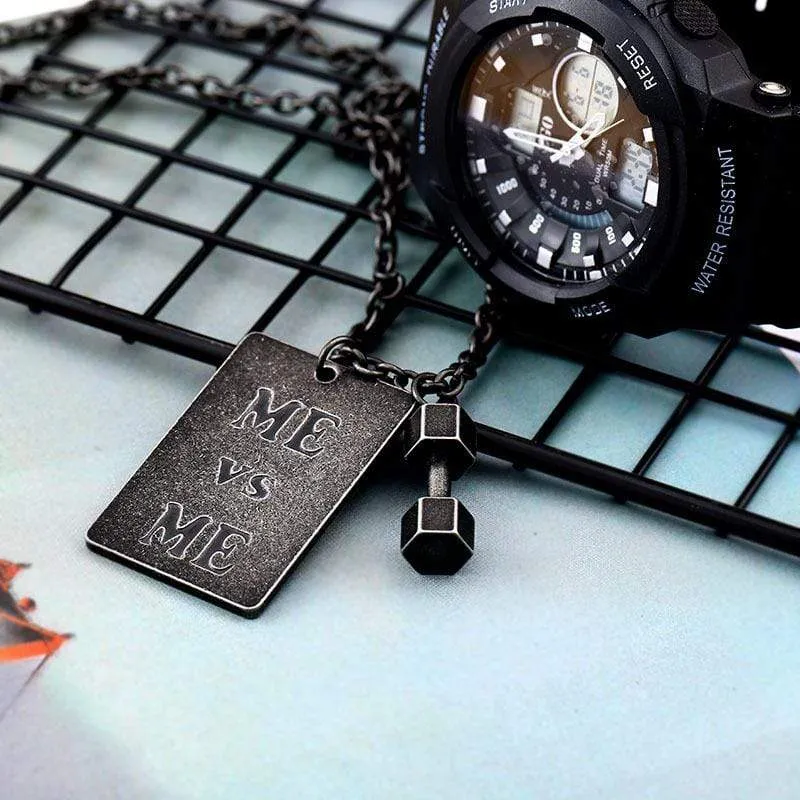 Herren Punk Letter Rectangle Halskette mit Hanteln