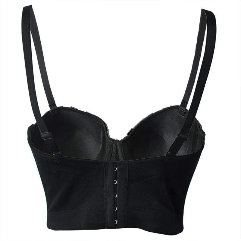 Frauen Punk Golden Bustiers mit Perlen