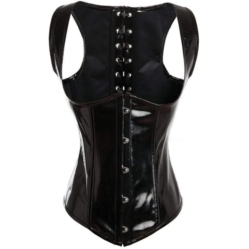 Damen Gothic Kunstleder Underbust Korsetts mit T-Rücken