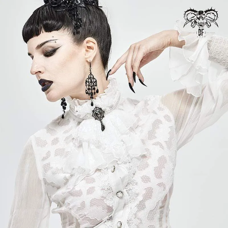 Damen Gothic Lace Multilayer Weiß Neckwear