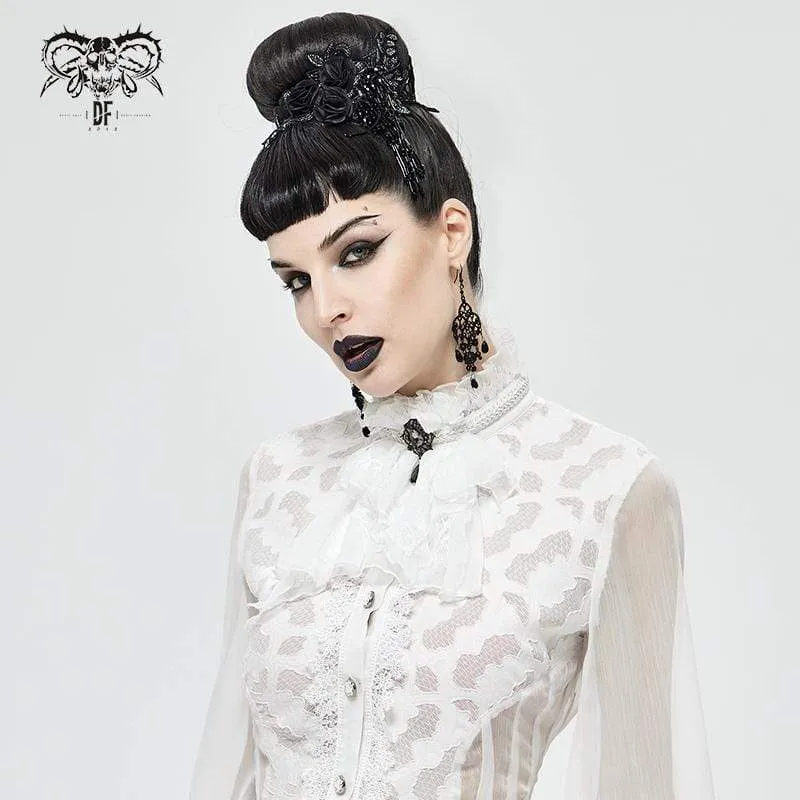 Damen Gothic Lace Multilayer Weiß Neckwear