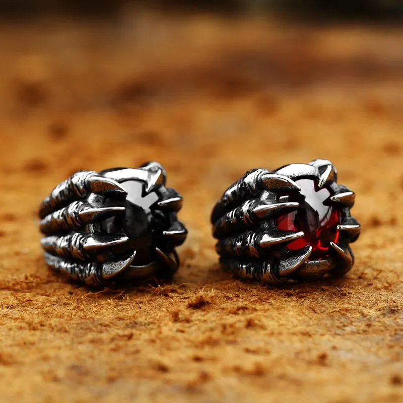 Herren Punk Dragon Claw Rubinring