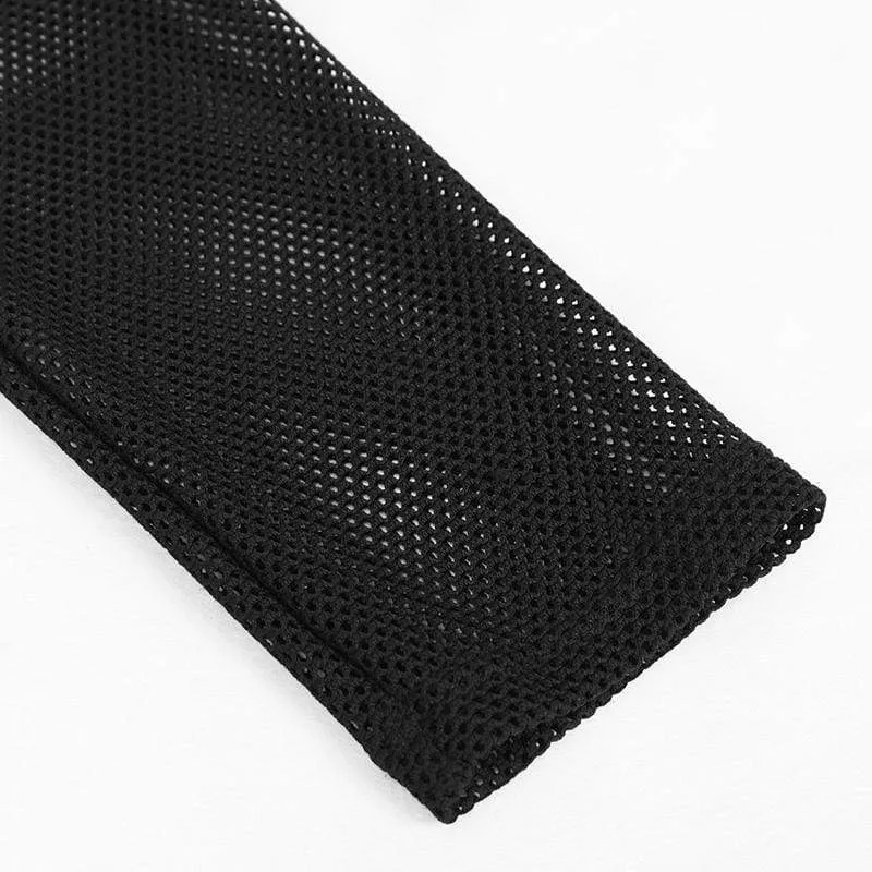 Langärmliges Gothic-Hemd aus transparentem Mesh für Herren