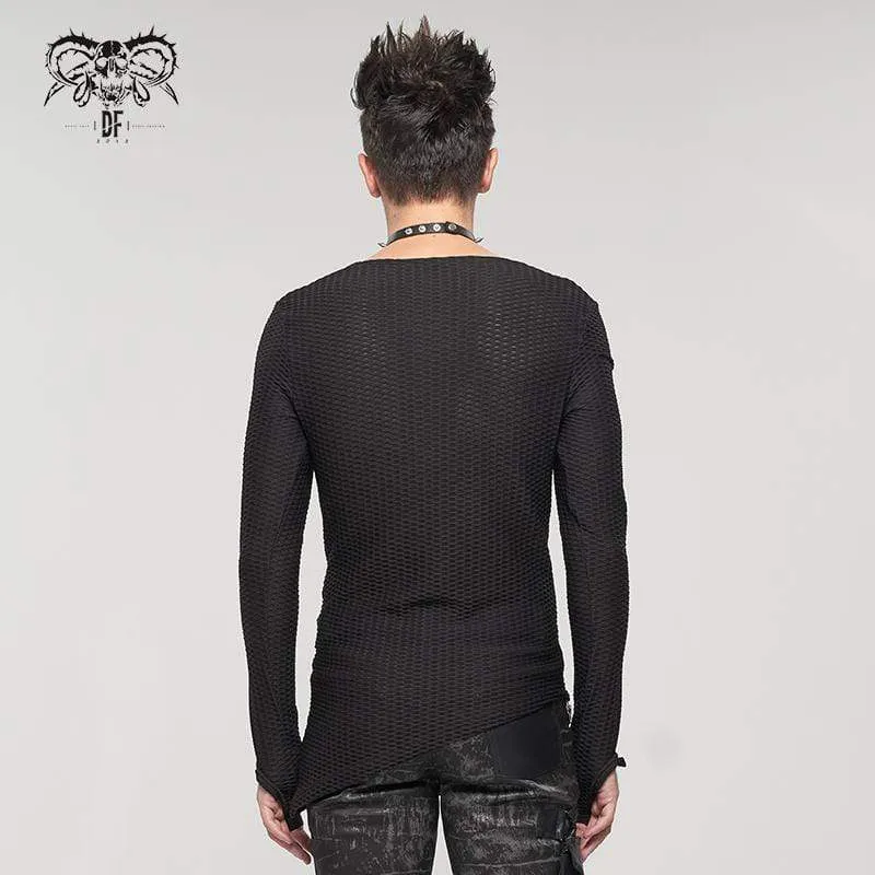 Herren Gothic Riemchen unregelmäßiges Netzhemd