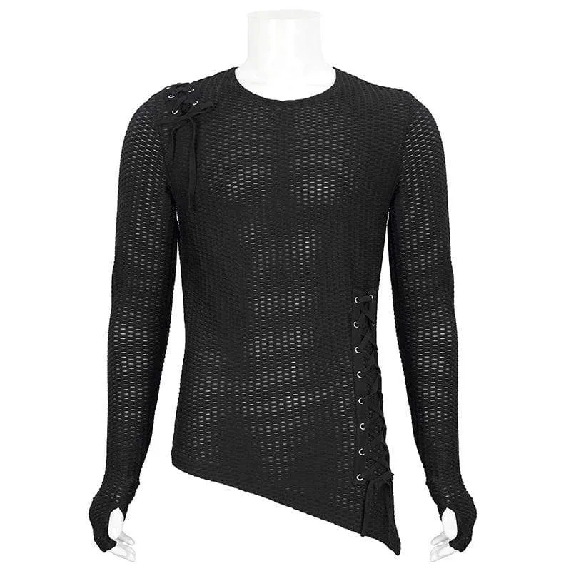 Herren Gothic Riemchen unregelmäßiges Netzhemd