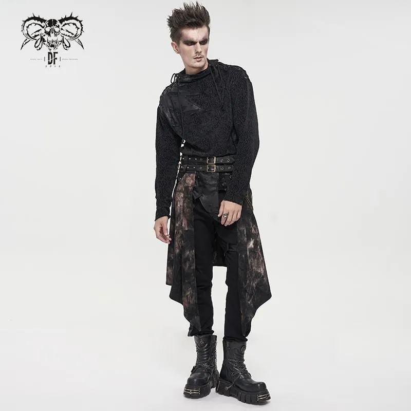 Gothic Batik-Kilt aus gespleißtem Kunstleder mit Gürtel für Herren