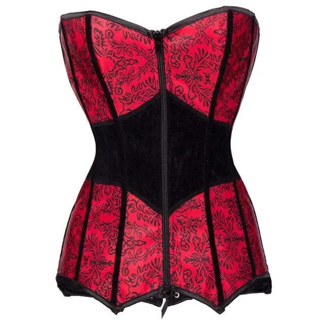 Gothic Korsetts mit Blumendruck für Damen in Rot
