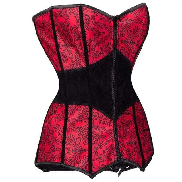 Gothic Korsetts mit Blumendruck für Damen in Rot