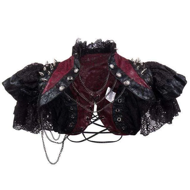 Damen Gothic Lace Saum Schwarzes Cape mit Kette