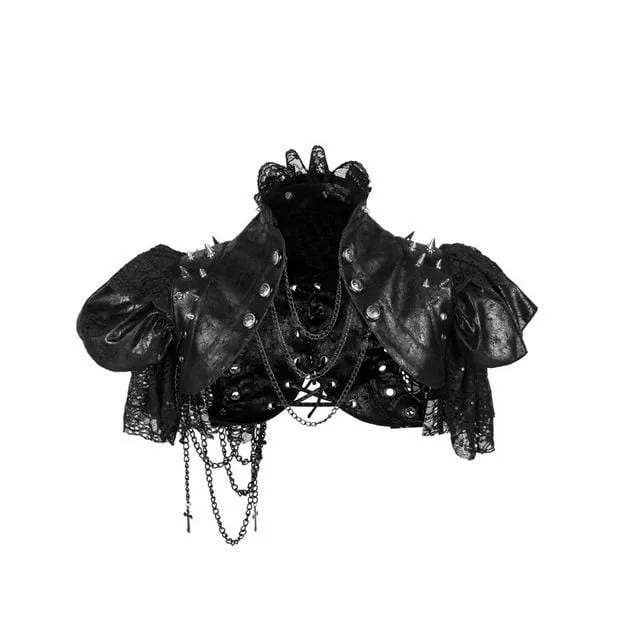 Damen Gothic Lace Saum Schwarzes Cape mit Kette