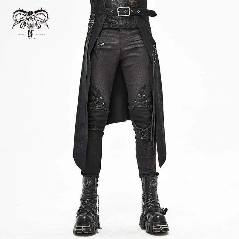 Herren Gothic Punk Unregelmäßige Schnalle Schwarzer Rock