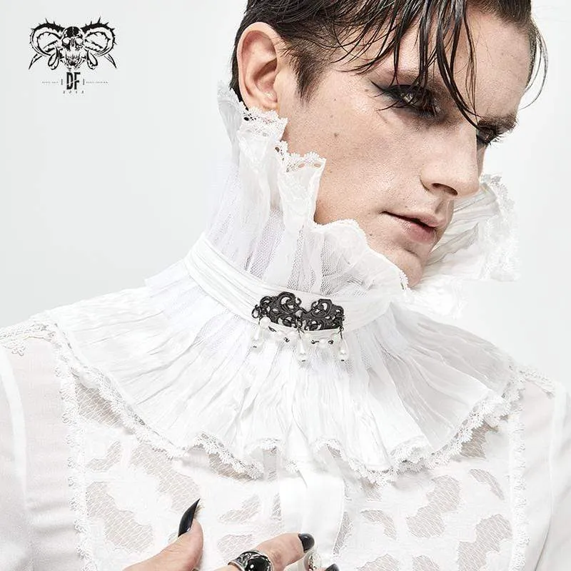 Herren Gothic Drape Meshed Halskette Weiß