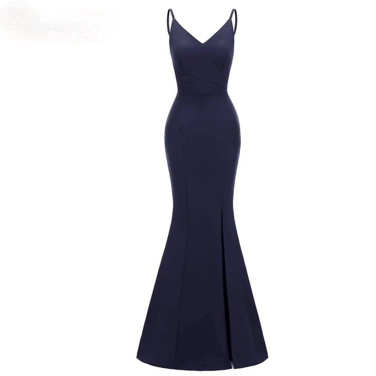 Damen Satin Maxi Slip Kleider Abendkleider
