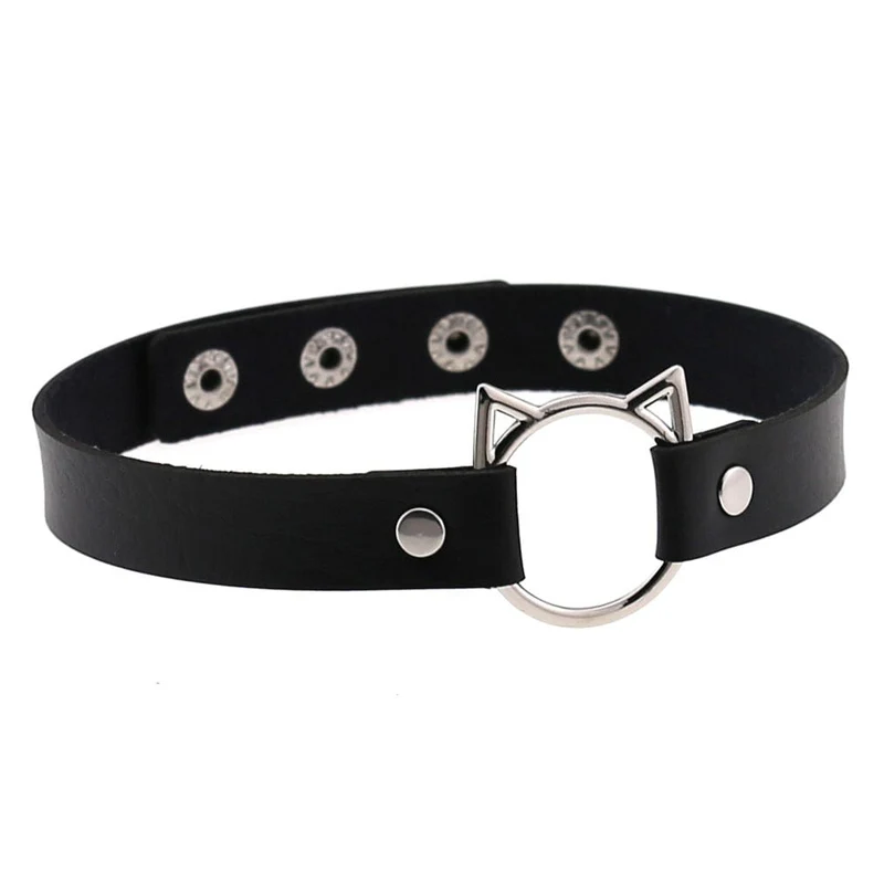 Damen-Punk-Katzen-Knopf-Halsband