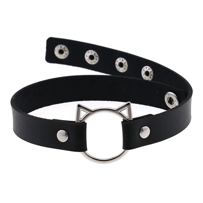 Damen-Punk-Katzen-Knopf-Halsband