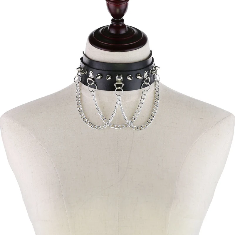 Damen Punk Nieten Kettenhalsband